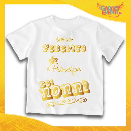 Maglietta Bianca Bimbo "Principe/Principessa dei Nonni" Idea Regalo T-Shirt Festa dei Nonni Gadget Eventi