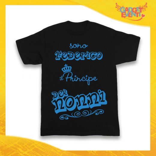 Maglietta Nera Bimbo "Principe/Principessa dei Nonni" Idea Regalo T-Shirt Festa dei Nonni Gadget Eventi