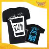 Coppia di T-Shirt Nere Padre Figlio Grafica Azzurra "Rum e Pera" Magliette Idea Regalo Originale Festa del Papà Gadget Eventi