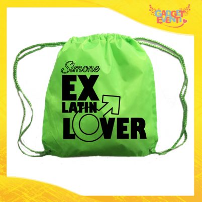Sacca Sport Verde Fluo "Ex Latin Lover" Idea Regalo Per Addii al Celibato Gadget Eventi
