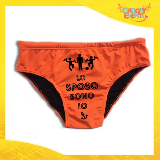 Costume Celibato Slip Arancio Fluo Personalizzato "Lo Sposo Sono Io"