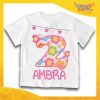 T-Shirt Bianca bimba "Farfalle Nome e Numero" Idea Regalo Per Compleanni Gadget Eventi