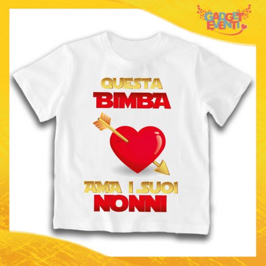 Maglietta Bianca Bimba "Questa Bimba Ama i Suoi Nonni" Idea Regalo T-Shirt Festa dei Nonni Gadget Eventi