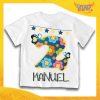 T-Shirt Bianca bimbo "Farfalle Nome e Numero" Idea Regalo Per Compleanni Gadget Eventi