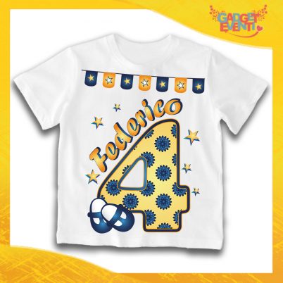 T-Shirt Bianca bimbo "Scarpine Nome e Numero" Maglietta Idea Regalo Per Compleanni Gadget Eventi