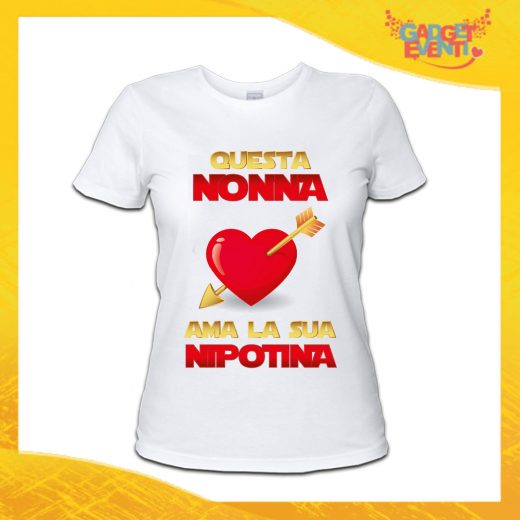 Maglietta Donna Bianca "Questa Nonna Ama la sua Nipote" Idea Regalo Nonna T-Shirt Festa dei Nonni Gadget Eventi