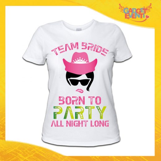 T-Shirt Donna Bianca Addio al Nubilato Maglietta "Born To Be Wild Team" Gadget Eventi
