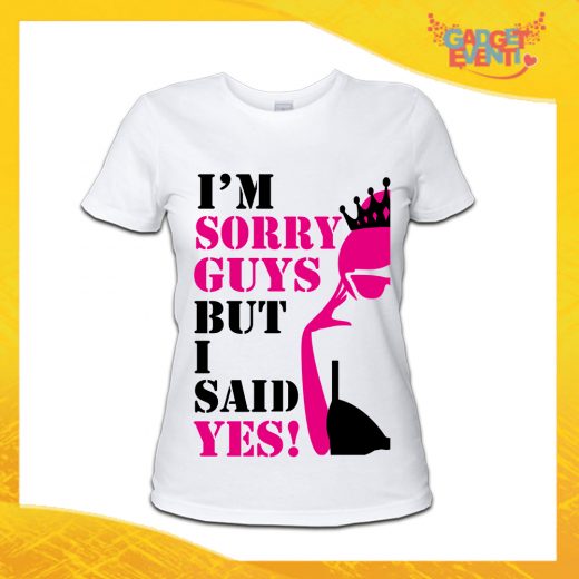 T-Shirt Donna Bianca Addio al Nubilato Maglietta "I'm Sorry Guys" Gadget Eventi