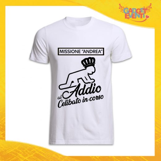 T-Shirt Uomo Bianca Addio al Celibato Maglietta "Addio al Celibato in Corso Sposo" Gadget Eventi