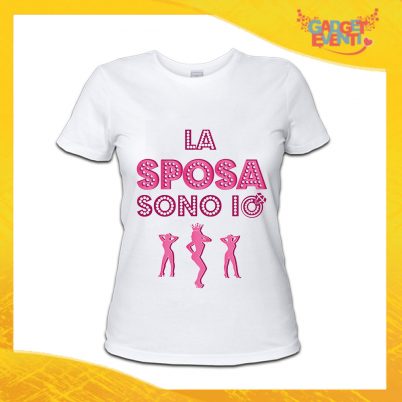 T-Shirt Donna Bianca Addio al Nubilato Maglietta "La Sposa Sono Io" Gadget Eventi