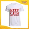 T-Shirt Uomo Bianca Addio al Celibato Maglietta "Keep Calm Sposo" Gadget Eventi