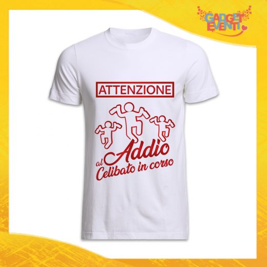 T-Shirt Uomo Bianca Addio al Celibato Maglietta "Addio al Celibato in Corso Team" Gadget Eventi