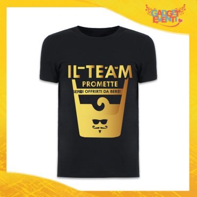 T-Shirt Uomo Nera Addio al Celibato Maglietta "Giuro Solennemente Team" Gadget Eventi