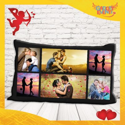 cuscino rettangolare personalizzabile con foto " AMORE FOTO COLLAGE "