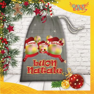 sacco natalizio porta regali personalizzato " Famiglia Topolino "