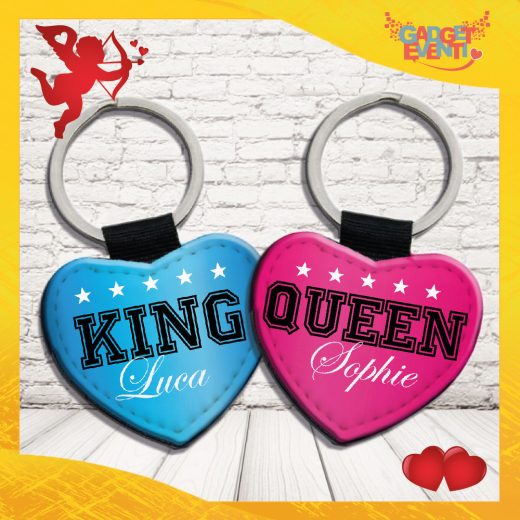 coppia Portachiavi San Valentino personalizzati " KING & QUEEN con nome "