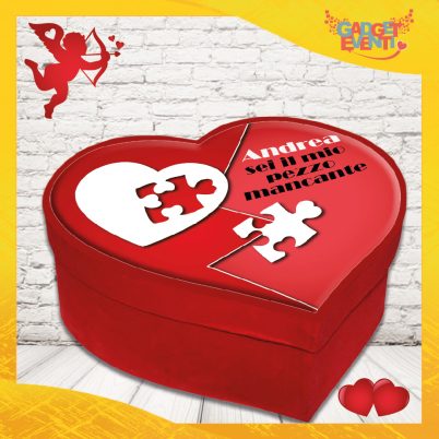 scatola a cuore San Valentino personalizzata " SEI IL MIO PEZZO MANCANTE con nome "