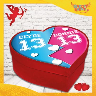 scatola a cuore San Valentino innamorati personalizzata " BONNIE & CLYDE con numero "