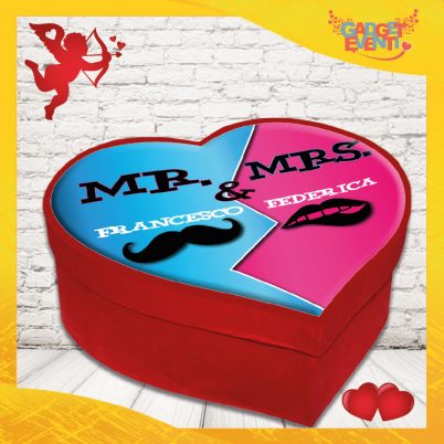 scatola a cuore San Valentino personalizzata " MR & MRS BAFFETTO con nome "