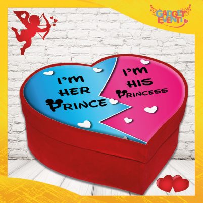 scatola a cuore San Valentino personalizzata " I'M HER PRINCE PRINCESS "