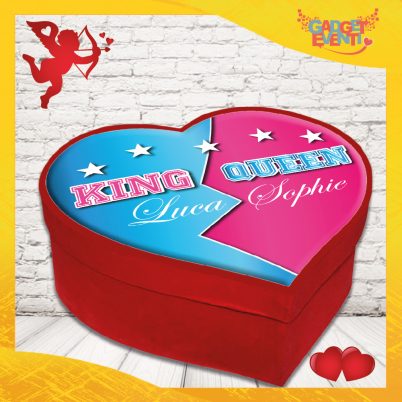 scatola a cuore San Valentino personalizzata " KING & QUEEN con nome "