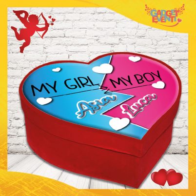 scatola a cuore San Valentino personalizzata " MY GIRL MY BOY con nome "