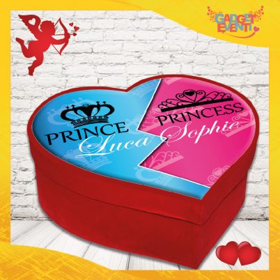 scatola a cuore San valentino prrsonalizzata " PRINCE & PRINCESS con nome "