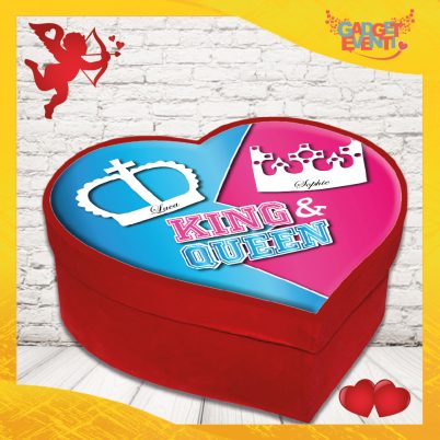 scatola a cuore San valentino personalizzata " KING & QUEEN CORONA con nome "
