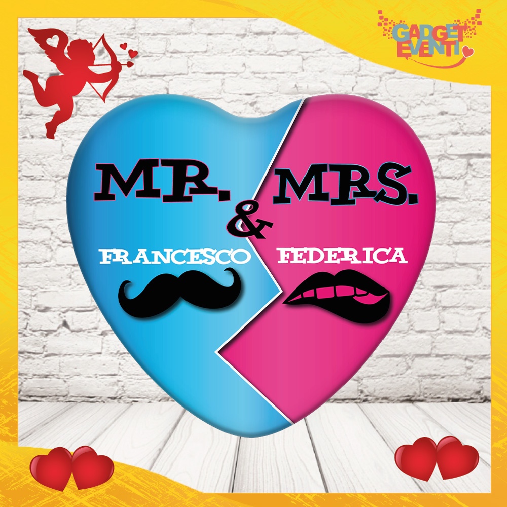 Mouse pad personalizzabile " Mr & Mrs Baffetto con Nome "