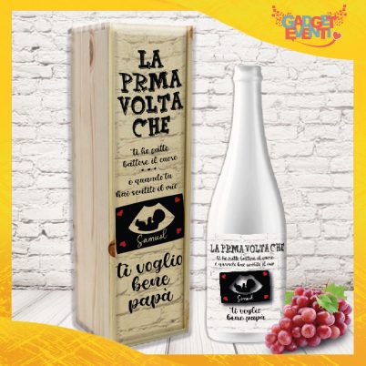 Coppia bottiglia + porta bottiglia personalizzato per festa del papà '' “PRIMI PASSI CON NOME” PERSONALIZZABILE CON TESTO