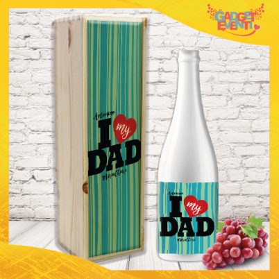 Coppia bottiglia + porta bottiglia personalizzato per festa del papà ' ” I LOVE MY DAD CON NOME “ PERSONALIZZABILE CON TESTO