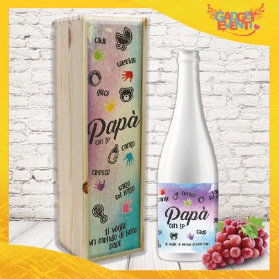 Coppia bottiglia + porta bottiglia personalizzato per festa del papà ” DIVERTIRSI CON PAPA’ “