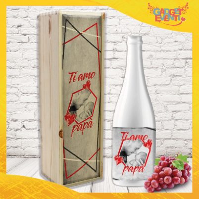 Coppia bottiglia + porta bottiglia personalizzato per festa del papà ”TI AMO PAPA' CON FOTO CORNICE “