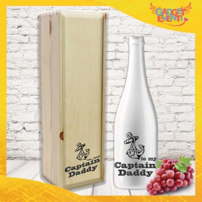 Coppia bottiglia + porta bottiglia personalizzato per festa del papà ” CAPTAIN DADDY “