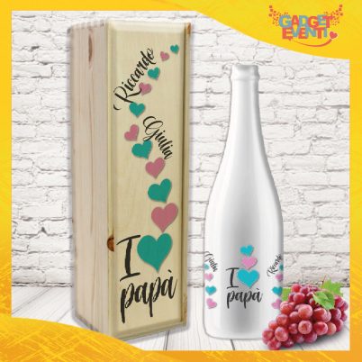 Coppia bottiglia + porta bottiglia personalizzato per festa del papà” LOVE PAPA’ NOMI “