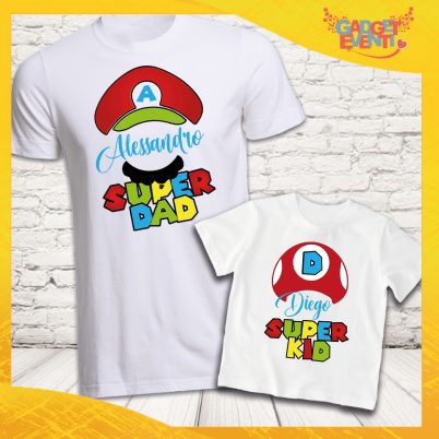 Coppia T-shirt ''Super Dad Bros'' Bianche
